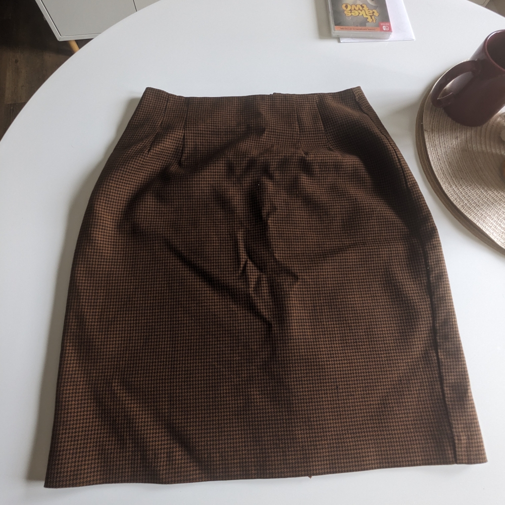 Classic Brown Checkered Skirt